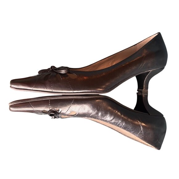 Naturalizer Womens Black Leather Cutout Bow Square Toe Pumps Size 6M - Picture 10 of 12